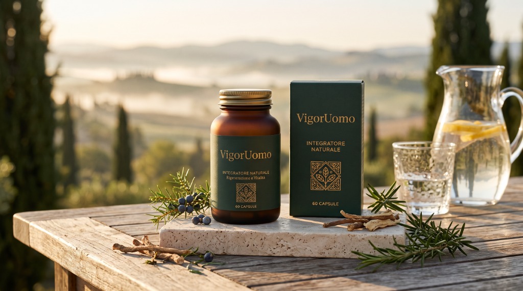 Confezione e flacone VigorUomo Integratore Naturale per la Rigenerazione e Vitalità